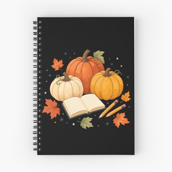 Item preview, Autumn Pumpkin Notebook Pencils Maple Leaves Study Season. Cute Scholar Harvest Stationery Corner Workshop Co designed and sold by Pobilo-Design.