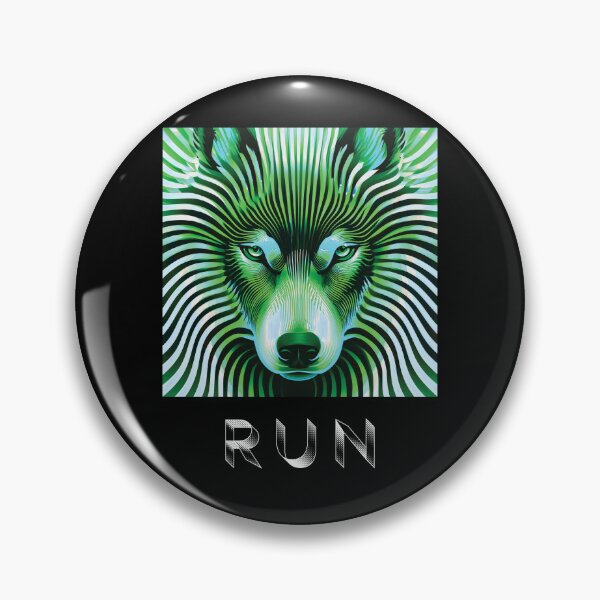 Item preview, LIMELIGHT — RUN Wolf Pack Optical Illusion Art | Aliencore Cyber Goth Alternative in Green & Teal designed and sold by ✨nightvrld.