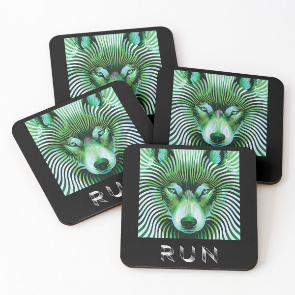 Item preview, LIMELIGHT — RUN Wolf Pack Optical Illusion Art | Aliencore Cyber Goth Alternative in Green & Teal designed and sold by ✨nightvrld.