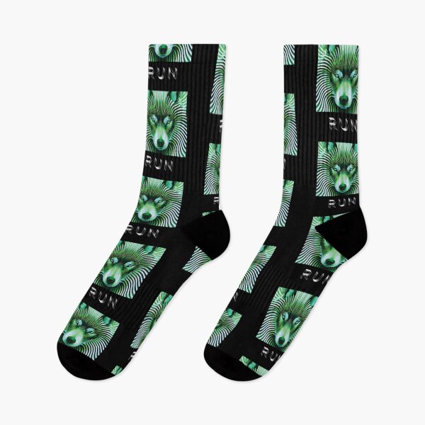 Item preview, LIMELIGHT — RUN Wolf Pack Optical Illusion Art | Aliencore Cyber Goth Alternative in Green & Teal designed and sold by ✨nightvrld.