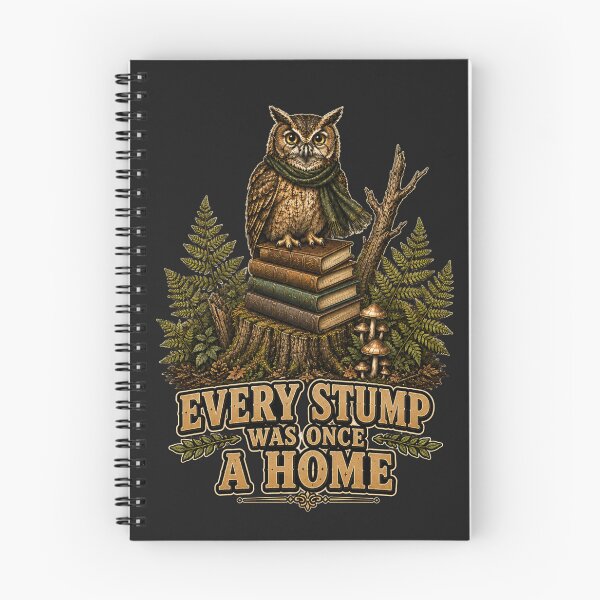 Item preview, Every Stump Was Once A Home Owl Reading Forest Conservation Vintage Design designed and sold by Alpine-Ink.