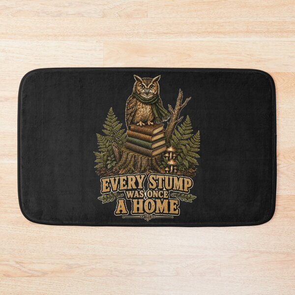 Item preview, Every Stump Was Once A Home Owl Reading Forest Conservation Vintage Design designed and sold by Alpine-Ink.