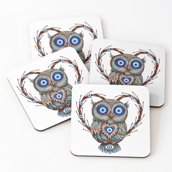 Item preview, Evil Eye Owl Protection Amulet designed and sold by WhiteLightPrint.