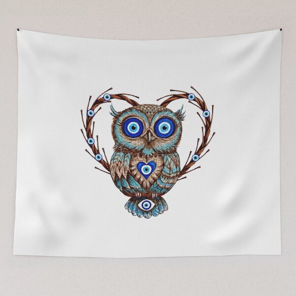 Item preview, Evil Eye Owl Protection Amulet designed and sold by WhiteLightPrint.