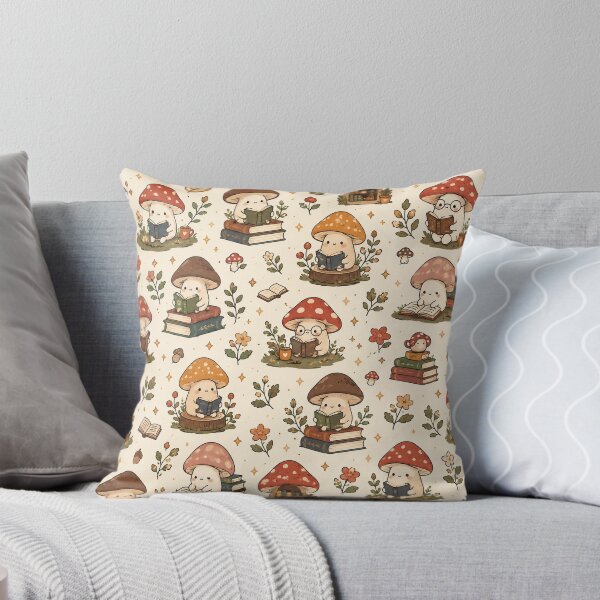Item preview, Bookish Little Mushrooms Cute Reading Cottagecore Pattern designed and sold by RJACreative.