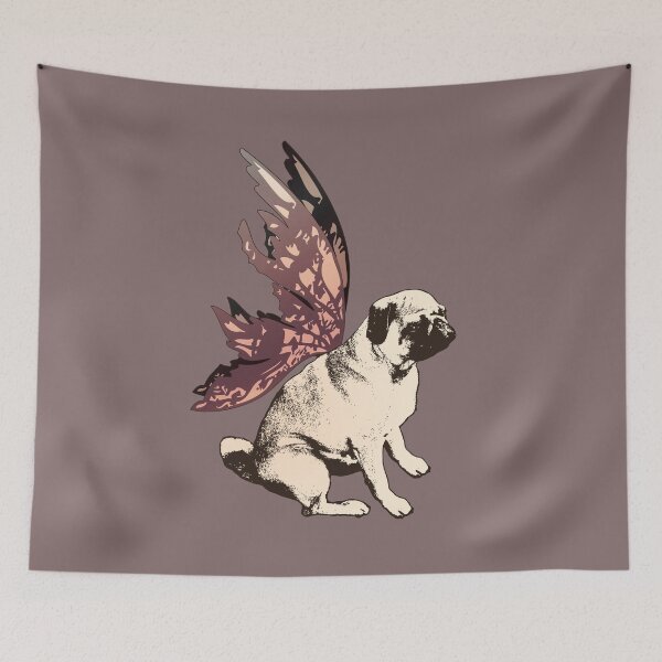 Item preview, Pug Fairy Life - Sepia-Toned Pug With Butterfly Wings designed and sold by LittleMissTyne.