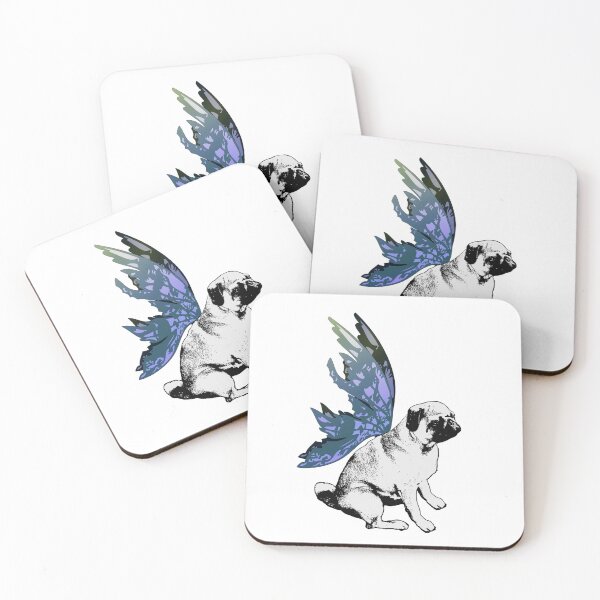 Item preview, Pug Fairy Life - Black and White Pug With Butterfly Wings designed and sold by LittleMissTyne.