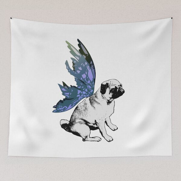 Item preview, Pug Fairy Life - Black and White Pug With Butterfly Wings designed and sold by LittleMissTyne.