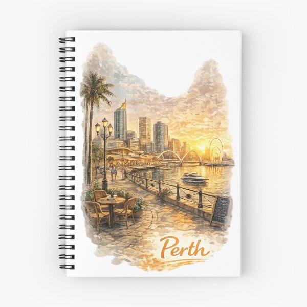 Item preview, Perth Australia Travel Poster – Elizabeth Quay Sunset Wall Art – Swan River Waterfront Vintage City Print designed and sold by Eclipse 3699.