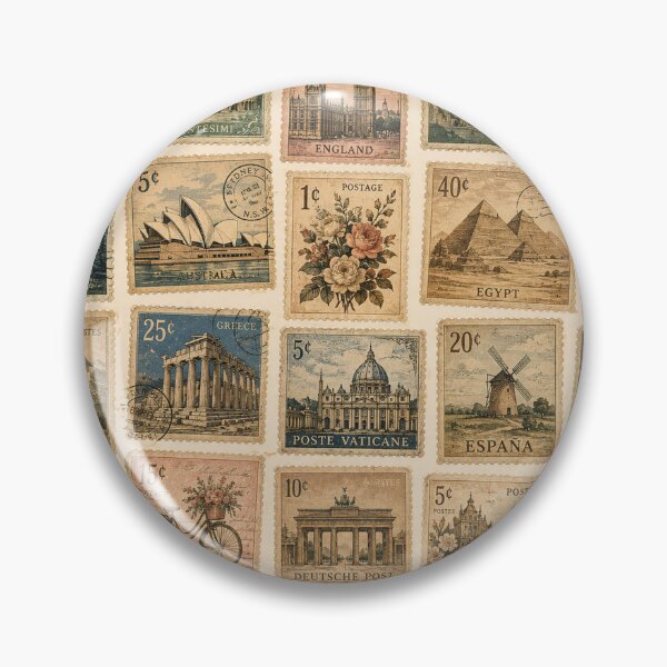 Item preview, Vintage Postage Stamps Travel Collection Retro Mail Pattern designed and sold by RJACreative.