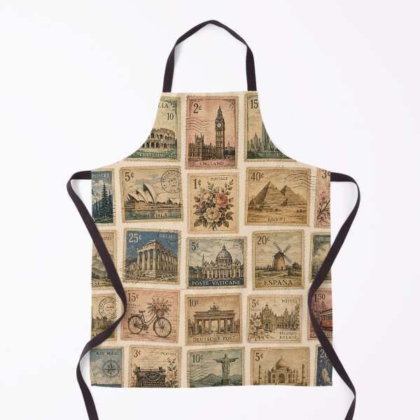 Item preview, Vintage Postage Stamps Travel Collection Retro Mail Pattern designed and sold by RJACreative.