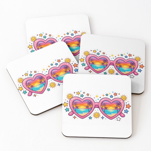 Item preview, Sunset in Heart-Shaped Glasses - Tropical Vibes designed and sold by conamor-bymel.