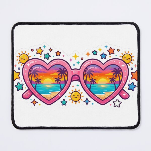 Item preview, Sunset in Heart-Shaped Glasses - Tropical Vibes designed and sold by conamor-bymel.