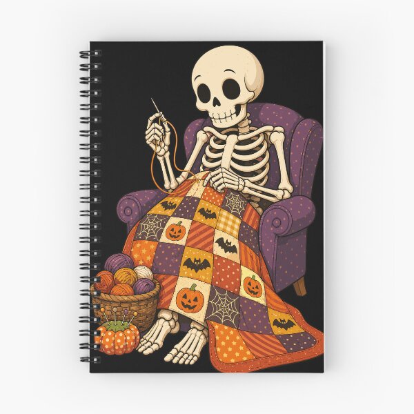 Item preview, Halloween Crochet Skeleton Knitting Quilted Blanket Scene. Cute Hearthside Yarncraft Hauntings Atelier Co designed and sold by Pobilo-Design.