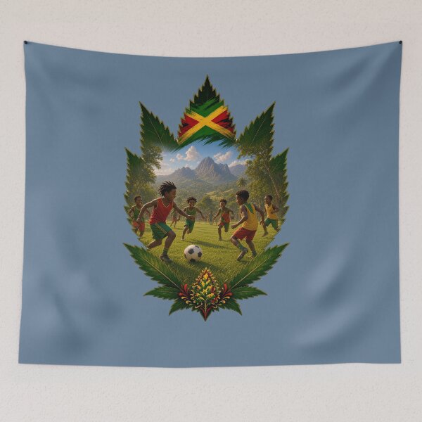 Item preview, Jamaican Soccer Kids Cannabis Leaf Art | Reggae Roots Culture designed and sold by digitalbob60.