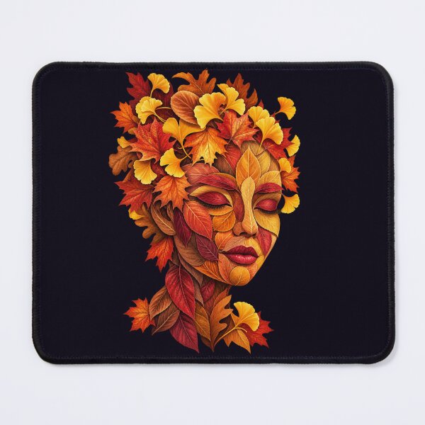 Item preview, Autumn Leaves Goddess Face Fall Nature Portrait Art designed and sold by Evelashop.