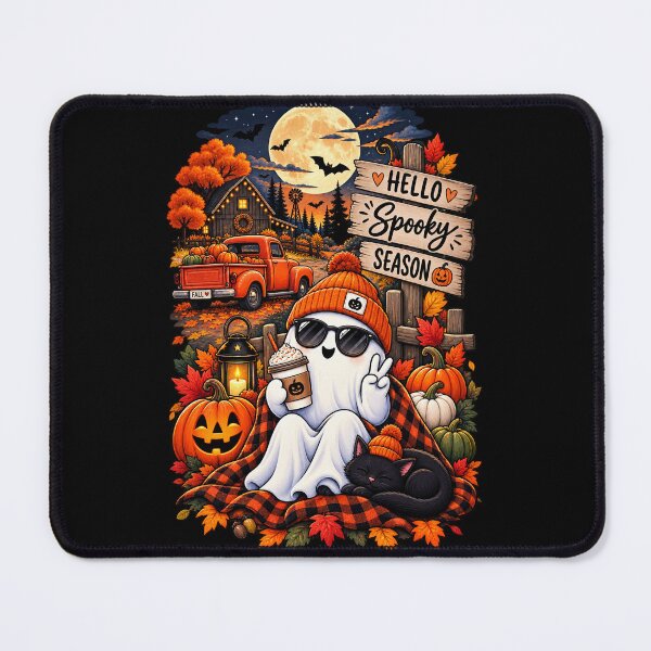 Item preview, Happy Spooky Season | Cozy Halloween Ghost & Black Cat | Cute Pumpkin Autumn Design designed and sold by TheAllInStore.
