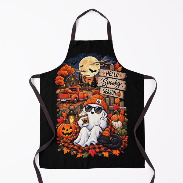 Artikelvorschau, Fröhliche Gruselsaison | Gemütliches Halloween-Geist- und schwarzes Katzenmotiv | Niedliches Kürbis-Herbstdesign entworfen und verkauft von TheAllInStore.