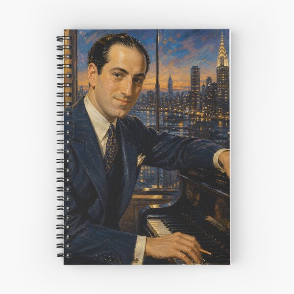 Item preview, Jazz-Age Maestro: George Gershwin Vintage Oil Painting - Rhapsody in Blue designed and sold by DoReMiStudio.