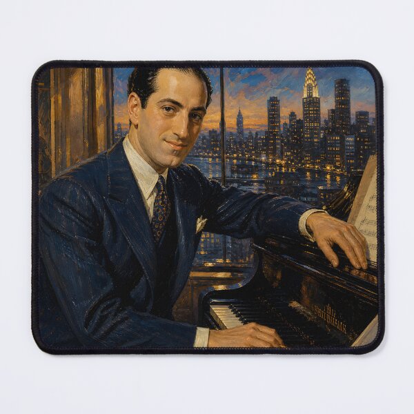 Item preview, Jazz-Age Maestro: George Gershwin Vintage Oil Painting - Rhapsody in Blue designed and sold by DoReMiStudio.