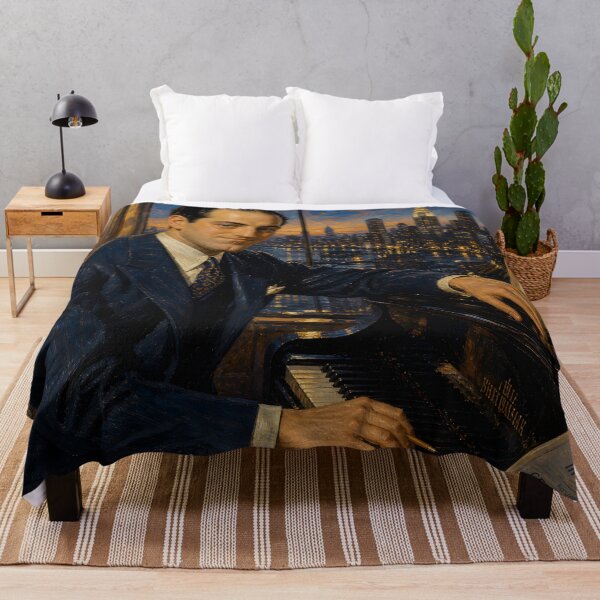 Item preview, Jazz-Age Maestro: George Gershwin Vintage Oil Painting - Rhapsody in Blue designed and sold by DoReMiStudio.