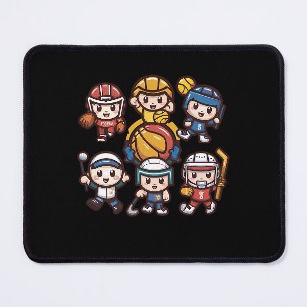 Item preview, Cute Cartoon Sporty Sprouts Team Kids Playing Basketball Football And Hockey designed and sold by YasikaSilks.