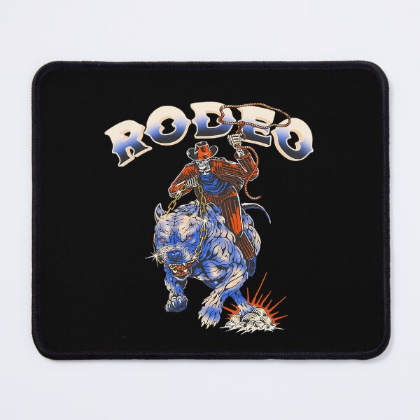 Item preview, Cowboy Skeleton Riding Wild Pitbull Dog With Chain And Lasso Rope designed and sold by YasikaSilks.