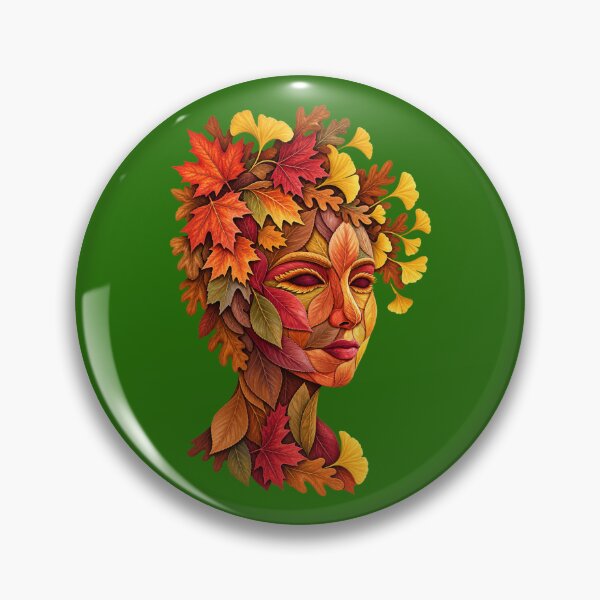 Item preview, Autumn Leaves Goddess Face Fall Nature Portrait Art designed and sold by Evelashop.