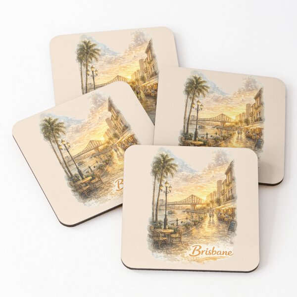 Item preview, Brisbane Australia Travel Poster – Story Bridge Sunset Wall Art – Brisbane Riverwalk Vintage City Print designed and sold by Eclipse 3699.