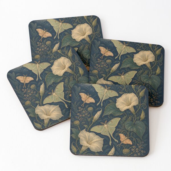 Item preview, Luna Moths & Moonflowers - Vintage Botanical Night Garden designed and sold by PixelPanduh.