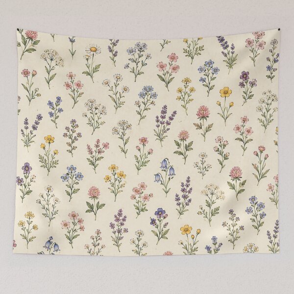 Item preview, Miniature Wildflowers Cottagecore Floral Meadow Pattern designed and sold by RJACreative.