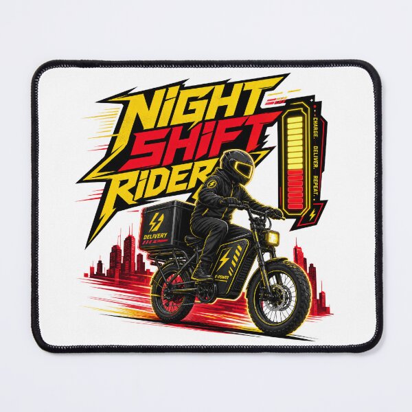 Item preview, Night Shift Rider Electric Delivery Bike Shirt designed and sold by OMNITeeSigns.