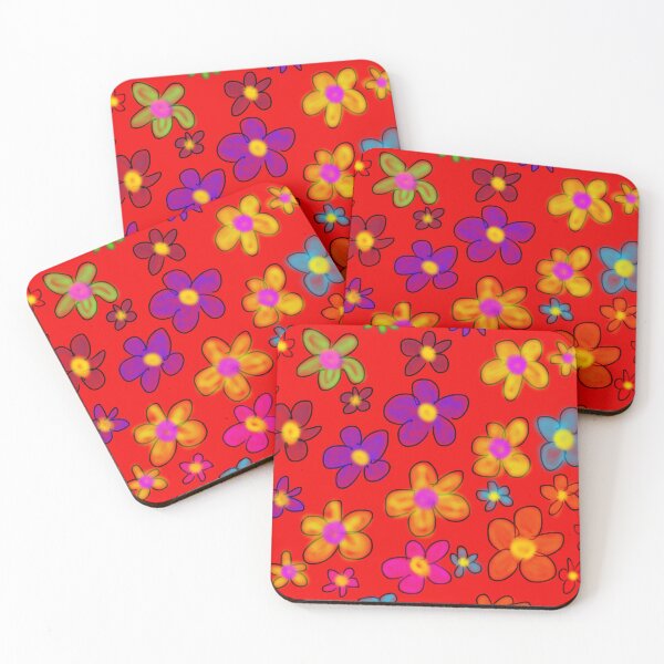 Item preview, Retro Blooming Flowers Red Pattern designed and sold by TheGoodBook2.