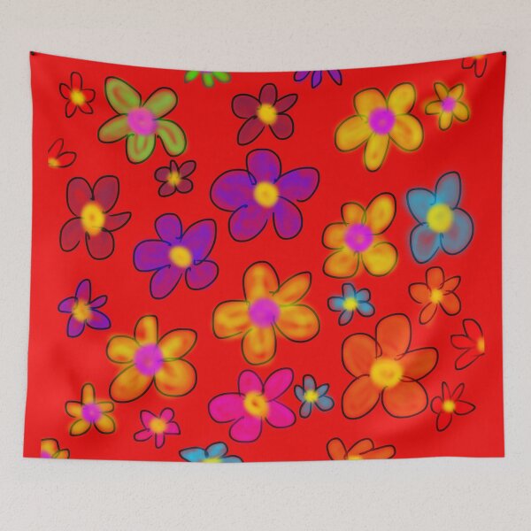 Item preview, Retro Blooming Flowers Red Pattern designed and sold by TheGoodBook2.