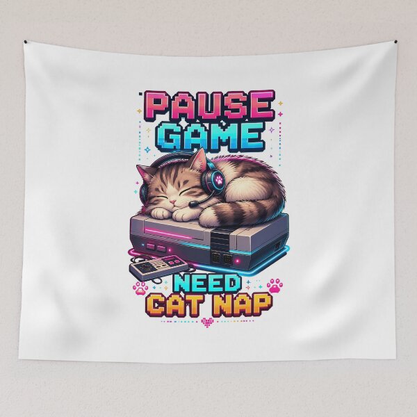 Item preview, Pause Game Need Cat Nap | Retro Gamer Cat & Arcade designed and sold by Dazzle-Sizzle.