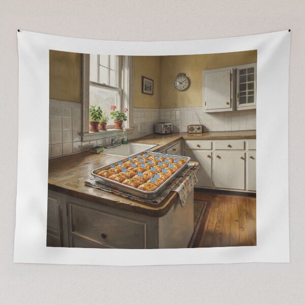 Item preview, Tray Of Greek Baklava With Greek Flags designed and sold by Home Decor Art.
