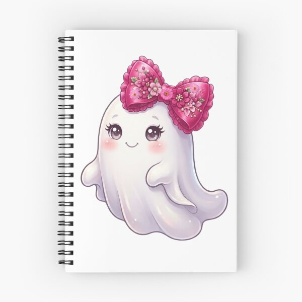 Item preview, Cute Spooky Ghost with Big Pink Floral Bow Kawaii Halloween  designed and sold by VibranPalette.