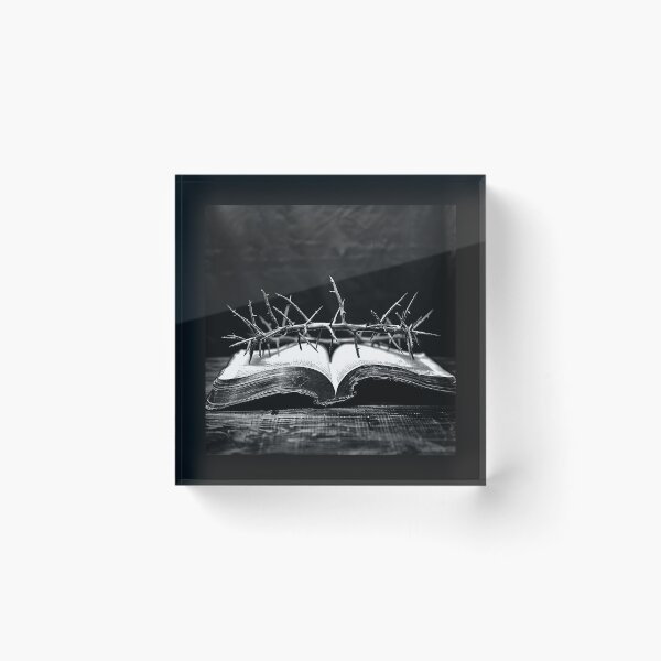Item preview, Crown of Thorns on Open Bible – Black and White Christian Faith Art designed and sold by inkoutninja.