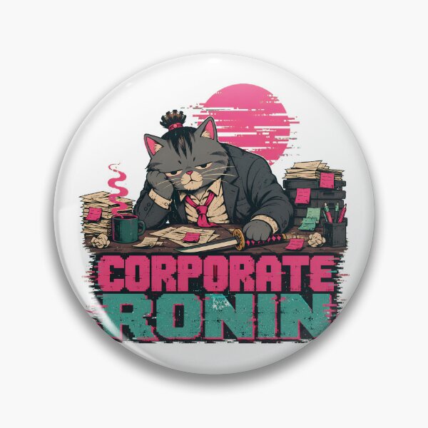 Item preview, Corporate Ronin Cat Synthwave Burnout Office Humor designed and sold by chattsuede.
