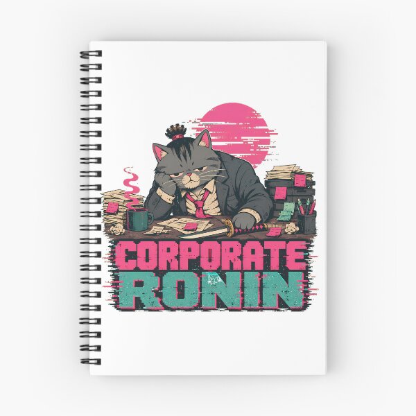 Item preview, Corporate Ronin Cat Synthwave Burnout Office Humor designed and sold by chattsuede.