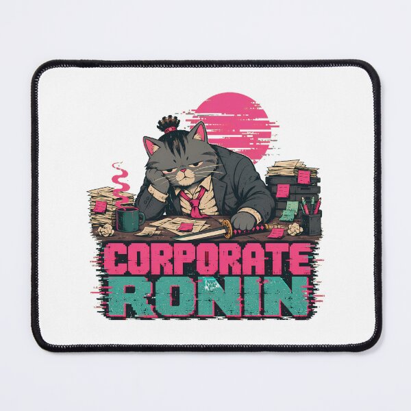 Item preview, Corporate Ronin Cat Synthwave Burnout Office Humor designed and sold by chattsuede.