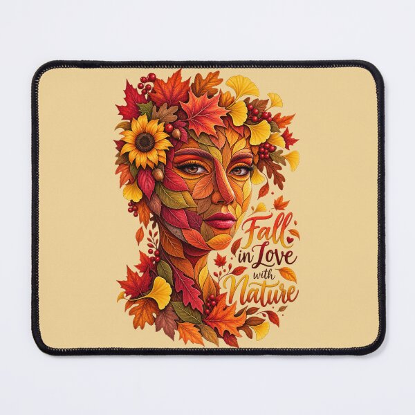 Item preview, Fall in Love with Nature Autumn Leaves Face Portrait Art designed and sold by Evelashop.