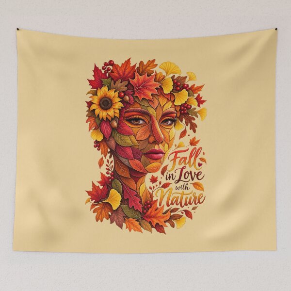 Item preview, Fall in Love with Nature Autumn Leaves Face Portrait Art designed and sold by Evelashop.