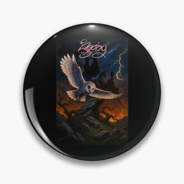 Item preview, Barn Owl Flying Over Dark Castle at Sunset designed and sold by BREAK-E5.