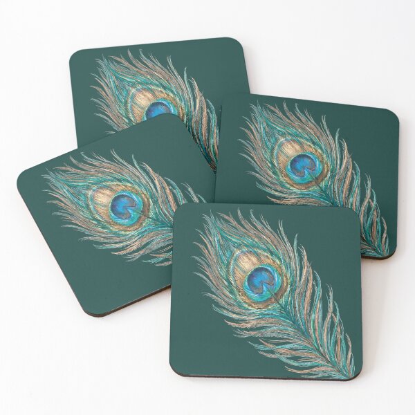 Item preview, Peacock Feather – Watercolor Jewel Tone Art on Green designed and sold by FawnFeatherCo.