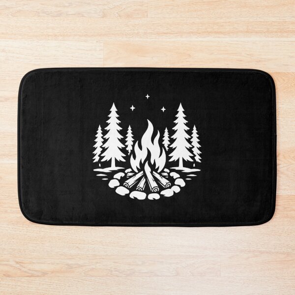 Item preview, Pine Trees Campfire & Crescent Moon Outdoor Nature Art designed and sold by BrushStrokesInk.