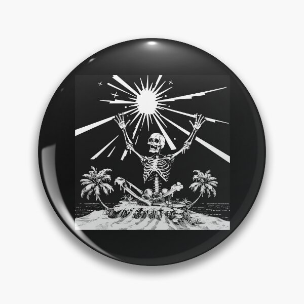 Item preview, Tropical Skeleton Under the Sun – Black and White Memento Mori Island Art designed and sold by inkoutninja.