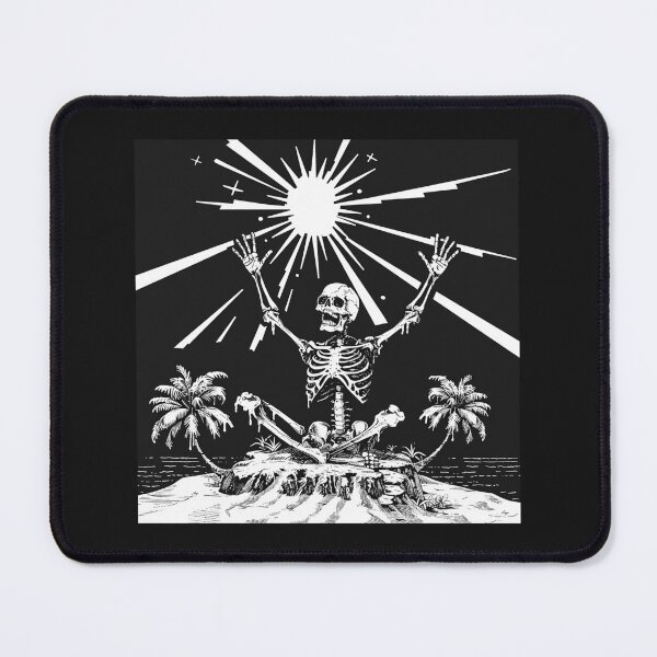 Item preview, Tropical Skeleton Under the Sun – Black and White Memento Mori Island Art designed and sold by inkoutninja.