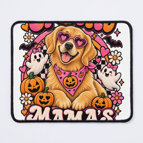 Item preview, Spooky Mama's Pup Golden Retriever Halloween Cute Mama's Pup Pink Halloween Shirt designed and sold by KnrNazimTHRE4DS.