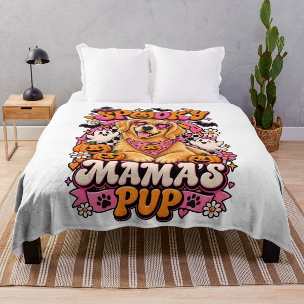 Item preview, Spooky Mama's Pup Golden Retriever Halloween Cute Mama's Pup Pink Halloween Shirt designed and sold by KnrNazimTHRE4DS.